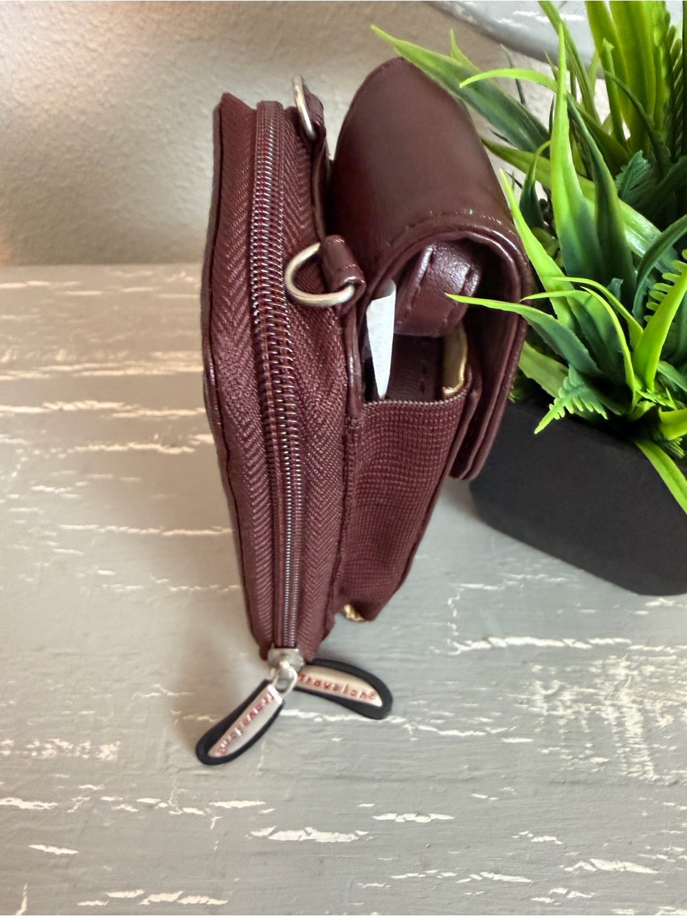 Travelon Maroon Zip Wallet with Branded Pulls - Picture 10 of 13